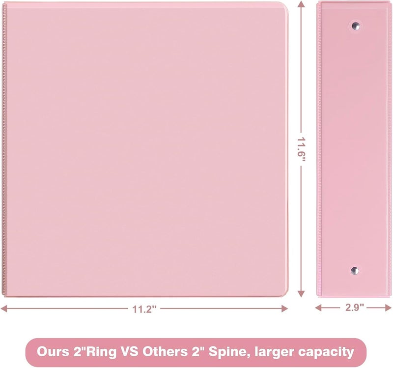 COMIX Standard 3 Ring Binder 2 inch with Clear View Cover, 2" Round Ring View Binder Holds 400 Sheets of US Letter Size Paper, 6 Pack (Pink) - Image 2